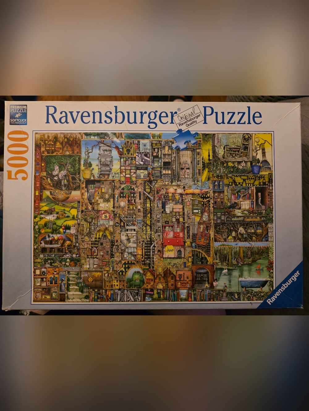 Ravensburger 5000 Pc Jigsaw Puzzle Colin Thompson: Bizarre Town Complete GIANT